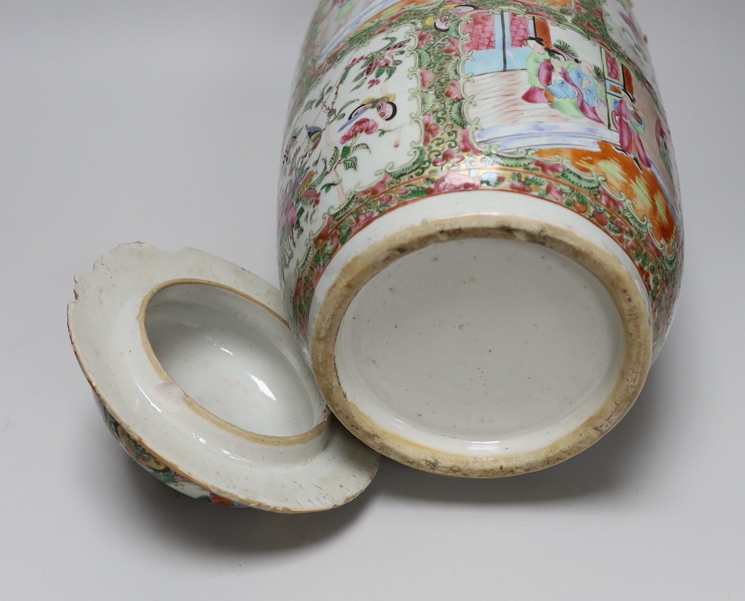 A 19th century Canton famille rose vase and cover, 46cm
